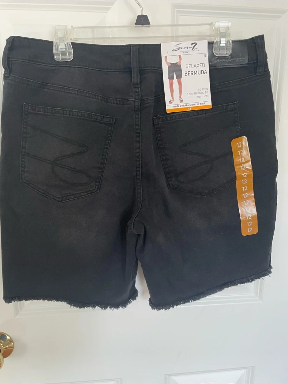 Seven7 Black Denim Bermuda Shorts